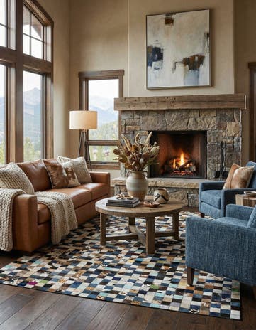 5' x 8' Cowhide Leather Rug