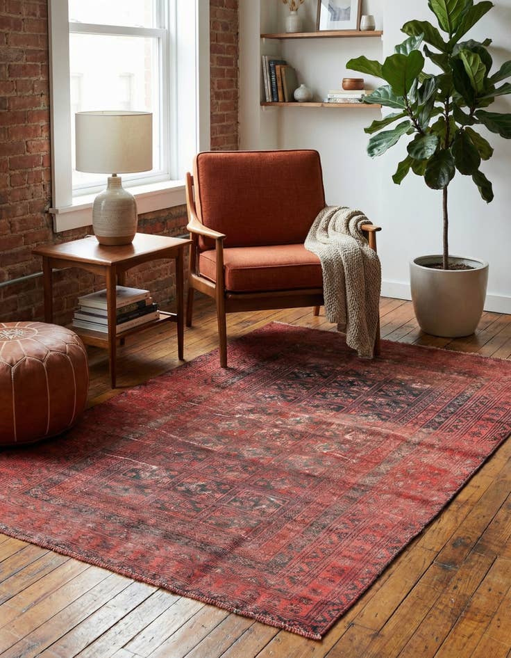 Detail image of 3' 9 x 5' 7  Hand Knotted Ultra Vintage Persian Wool Rug