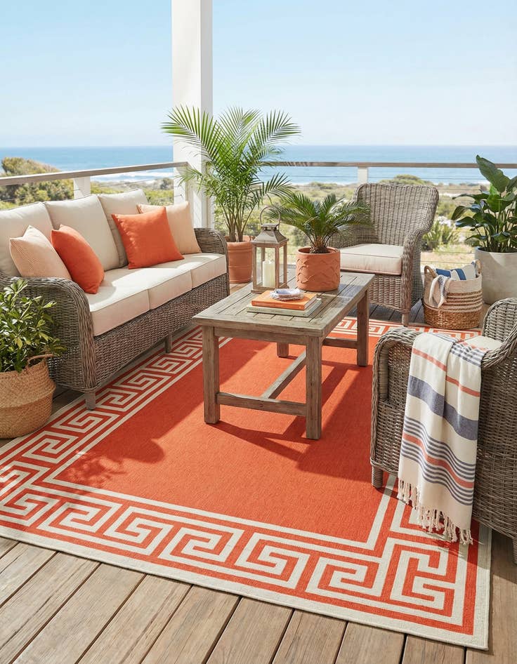 Detail image of  5' 3 x 8'  Washable Coastal Indoor / Outdoor Rug