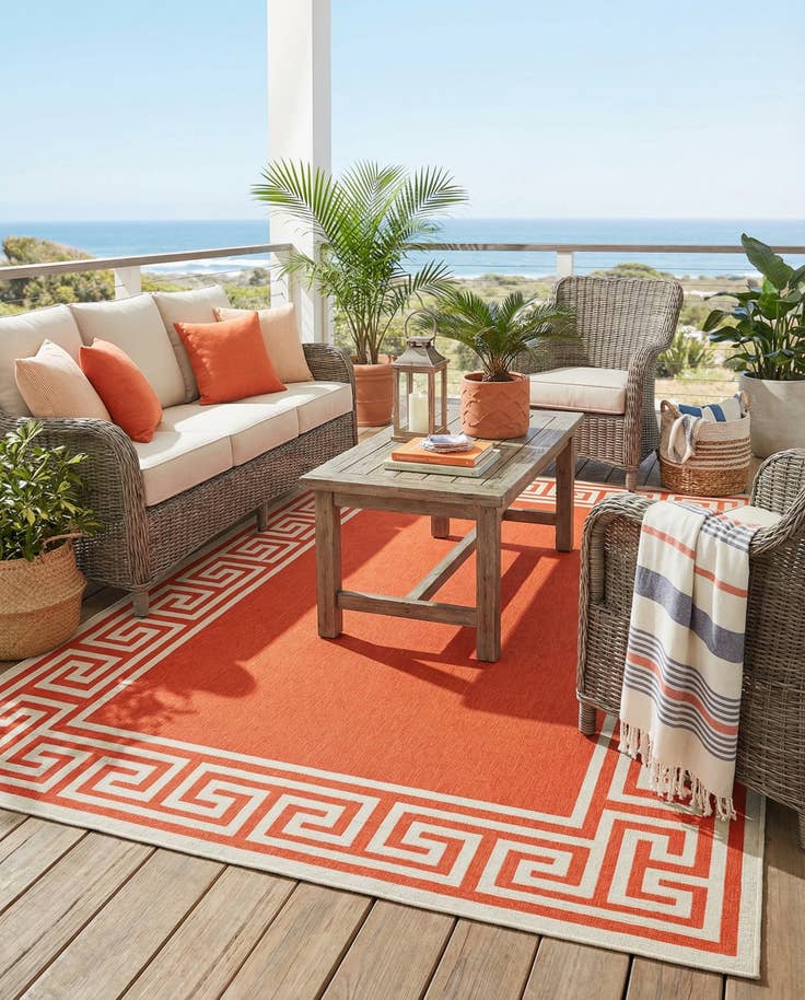 Detail image of 5' 3 x 8' Easy-Clean Coastal Indoor / Outdoor Rug