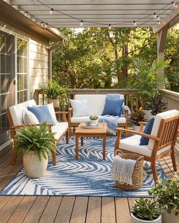 5' 3 x 7' Easy-Clean Botanical Indoor / Outdoor Rug