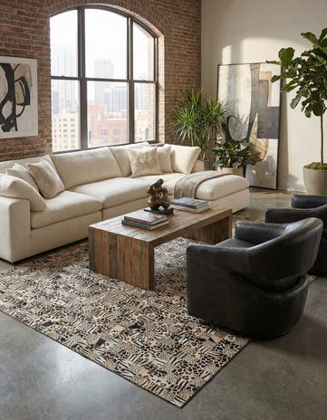 5' 1 x 8' Cowhide Leather Rug