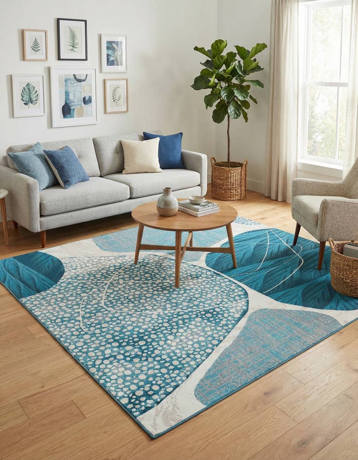 Detail image of 7' 10 x 7' 10 Easy-Clean Modern Indoor / Outdoor Square Rug