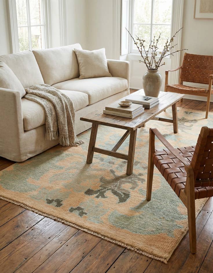 Detail image of 3' 8 x 4' 5  Hand Knotted Oushak Wool Square Rug