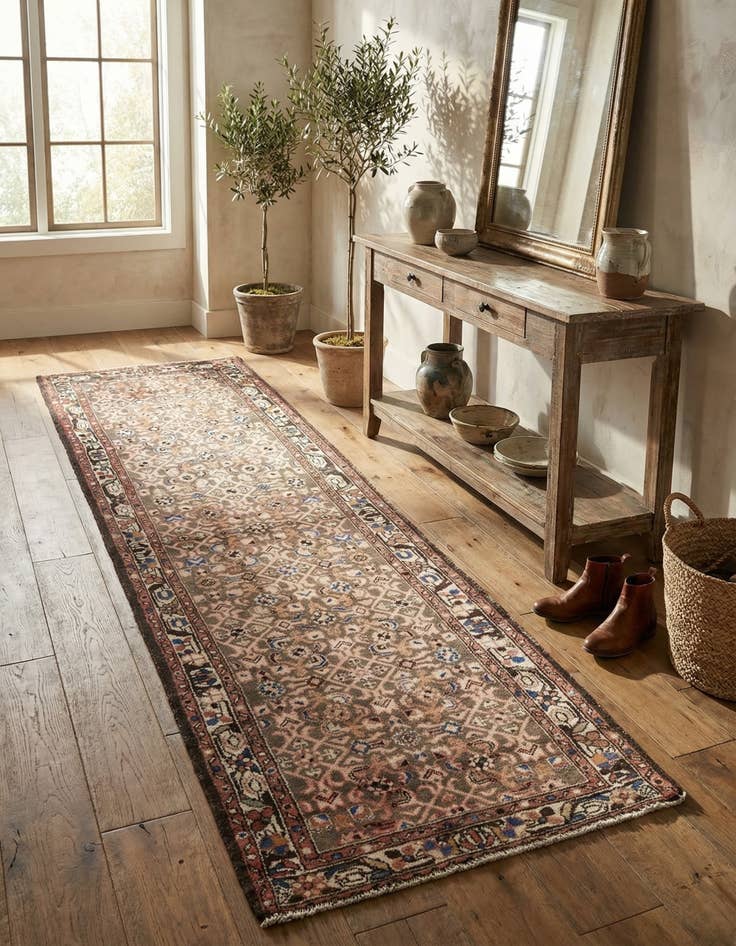 Detail image of 2' 10 x 9' 8  Hand Knotted Ultra Vintage Persian Wool Runner Rug