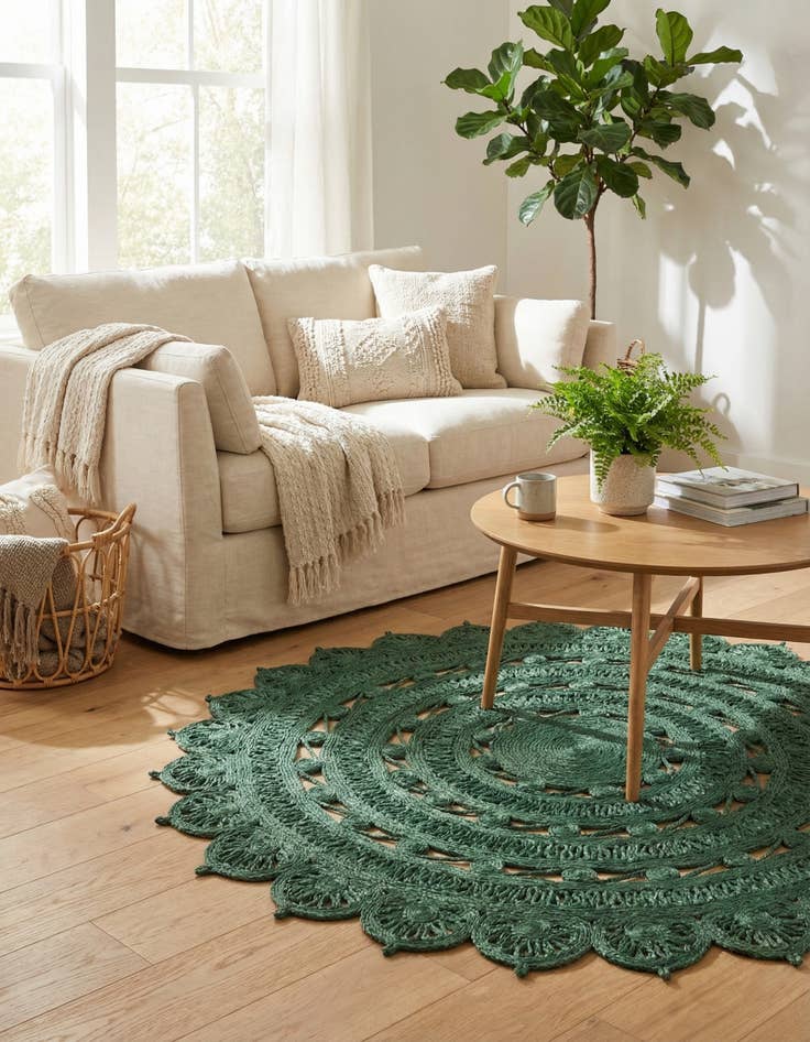 Detail image of 5' 1 x 5' 1  Hand Braided Jute Round Rug