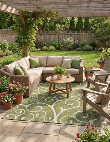 7' 10 x 11' Easy-Clean Botanical Indoor / Outdoor Rug