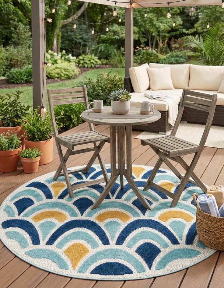 Detail image of 5' 3 x 5' 3  Washable Belize Indoor / Outdoor Round Rug