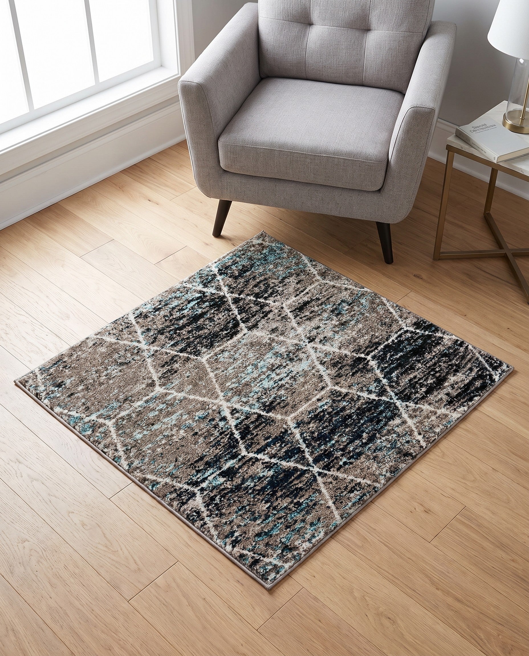 3' x 3' Trellis Frieze Square Rug