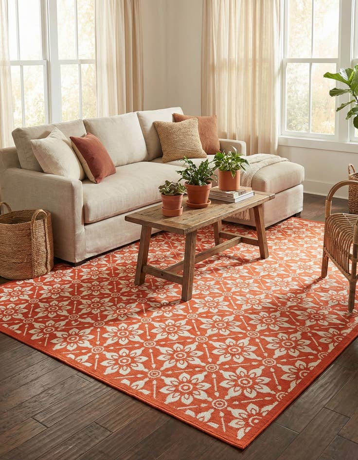 Detail image of  7' 10 x 10'  Washable Lattice Indoor / Outdoor Rug