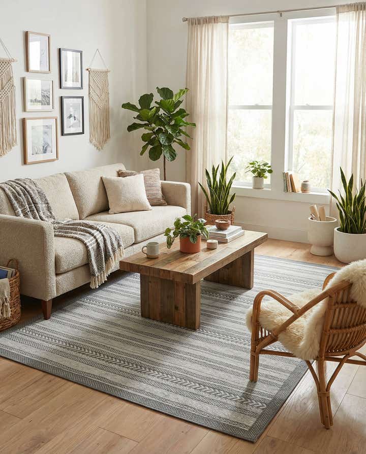 6' x 9' Easy-Clean Border Indoor / Outdoor Rug