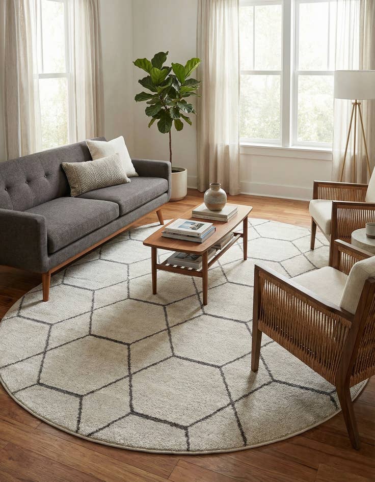 Detail image of  7' 10 x 10' Lattice Frieze Oval Rug