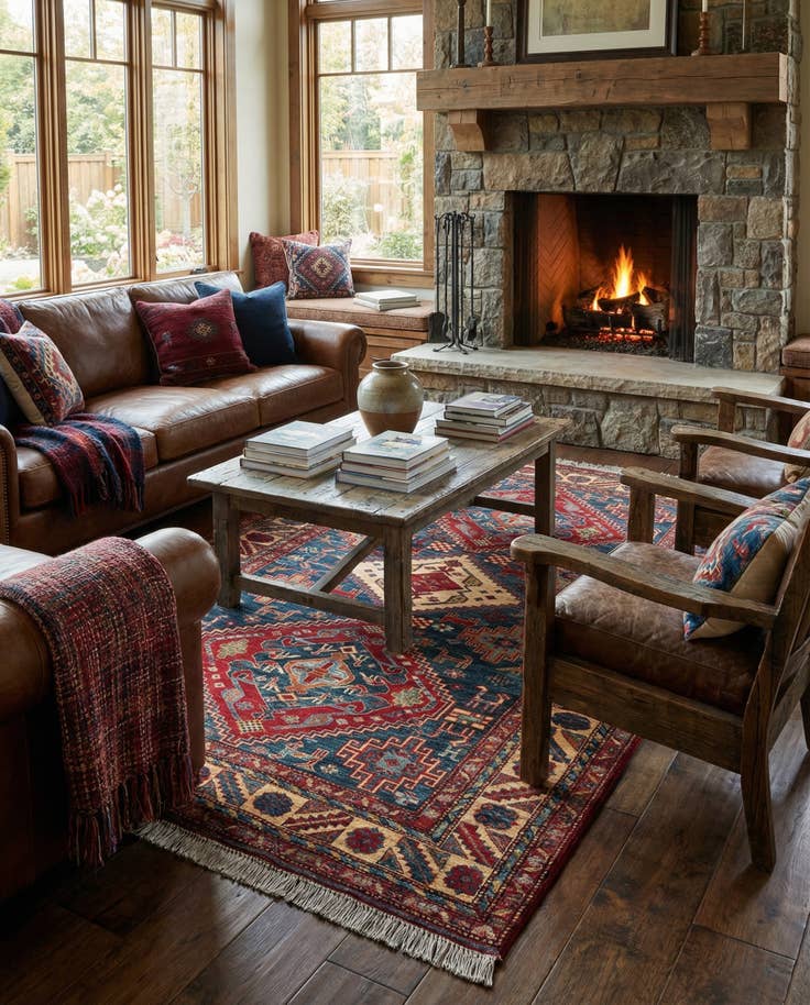 Detail image of 4' 11 x 7' 10 Hand Knotted Kazak Wool Rug