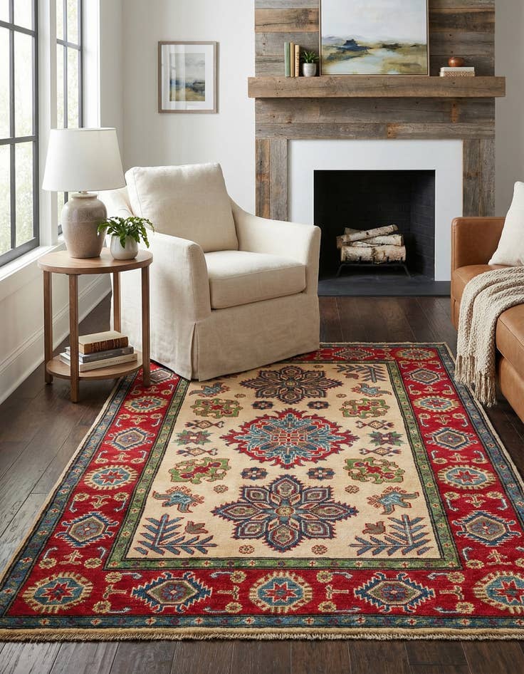 Detail image of 4' x 6'  Hand Knotted Kazak Rug