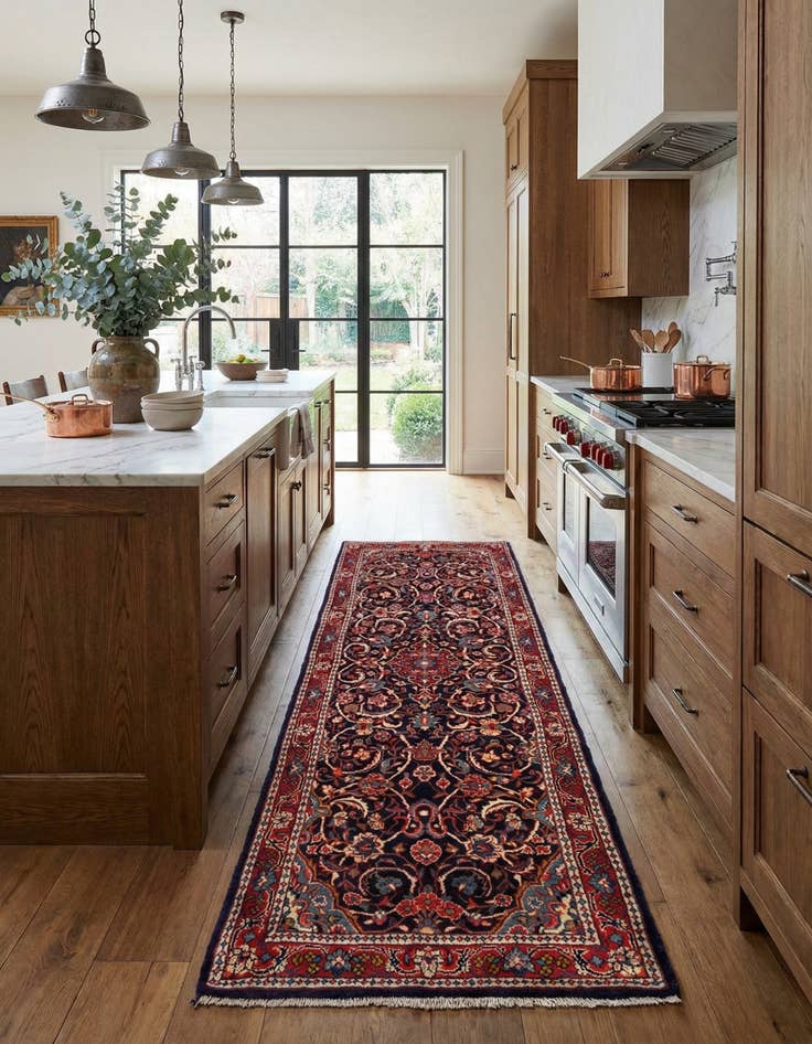 Detail image of 3' 9 x 10' 6 Sarouk Wool Runner Rug