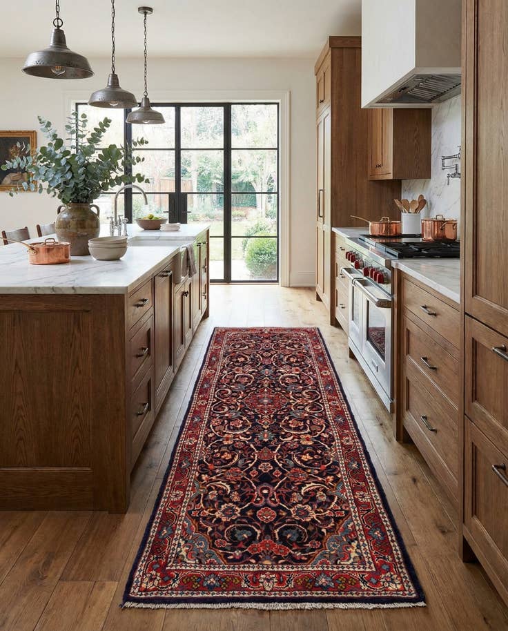 Detail image of 3' 9 x 10' 6 Sarouk Wool Runner Rug