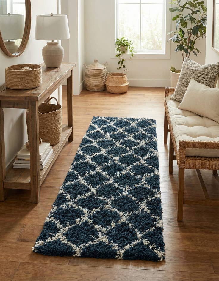 Detail image of 2' x 6' Trellis Shag Runner Rug