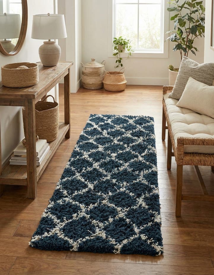 2' x 6' Lattice Shag Runner Rug