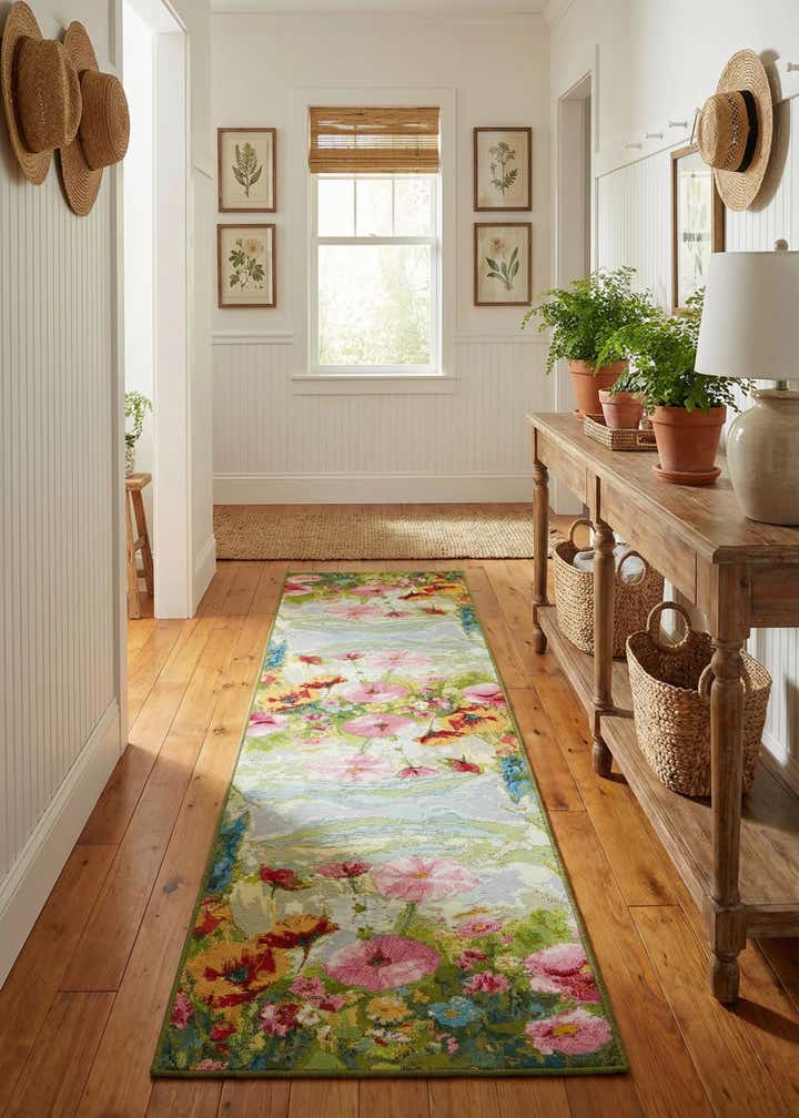 2' 7 x 10' Easy-Clean Botanical Indoor / Outdoor Runner Rug