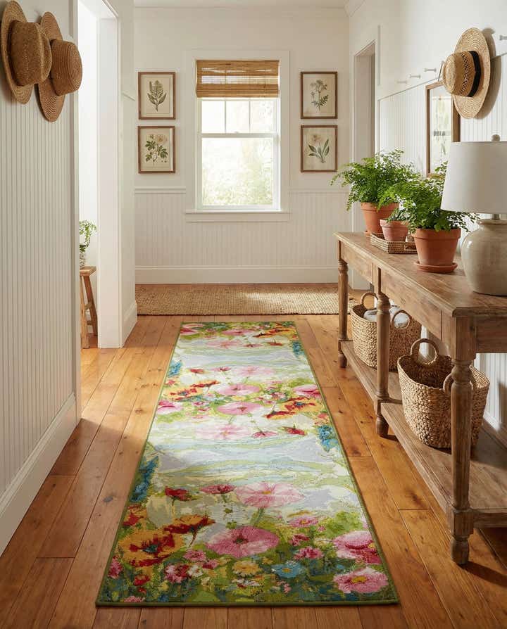 2' 7 x 10' Easy-Clean Botanical Indoor / Outdoor Runner Rug