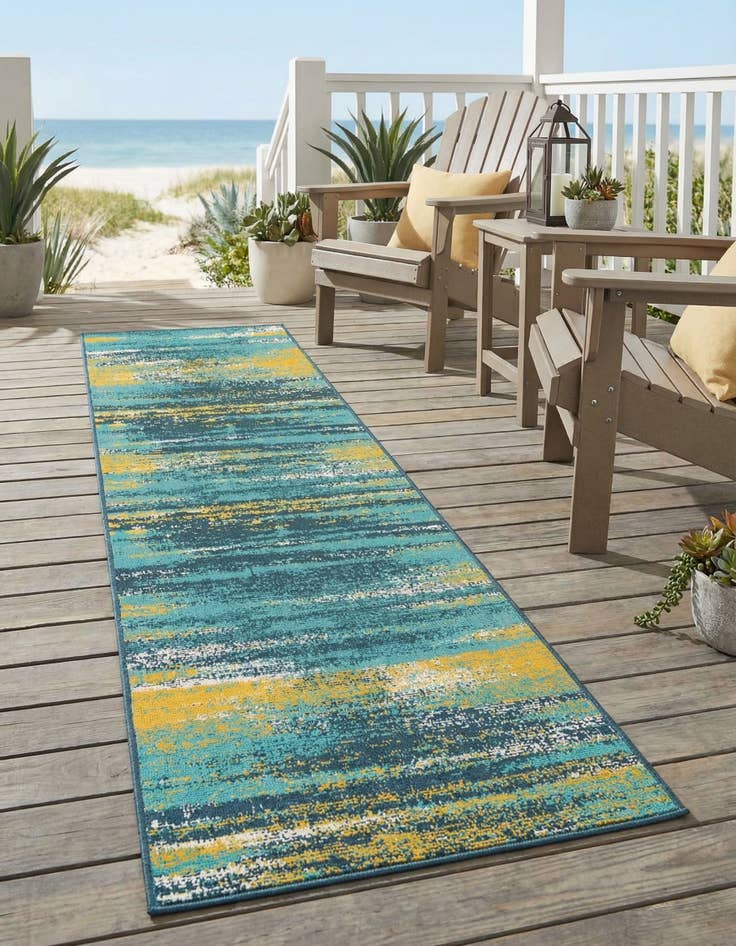 Detail image of 2' 7 x 10'  Washable Coastal Indoor / Outdoor Runner Rug