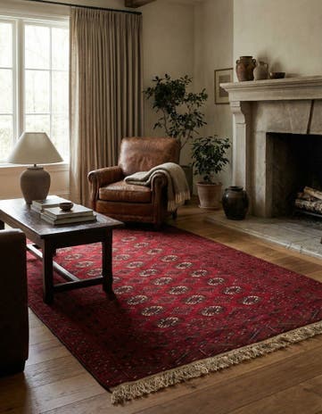 4' 2 x 6' 2 Hand Knotted Afghan Akhche Wool Rug
