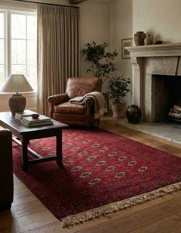 4' 2 x 6' 2 Hand Knotted Afghan Akhche Wool Rug