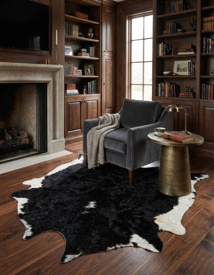 Detail image of 6' 10 x 7' Cowhide Leather Square Rug