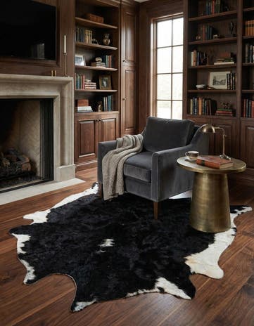 6' 10 x 7' Cowhide Leather Square Rug