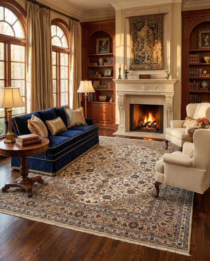 7' 11 x 11' Kashan Wool Rug
