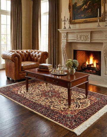 4' 2 x 6' 3 Hand Knotted Lahour Oriental Wool Rug