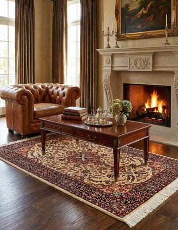 4' 2 x 6' 3 Hand Knotted Lahour Oriental Wool Rug