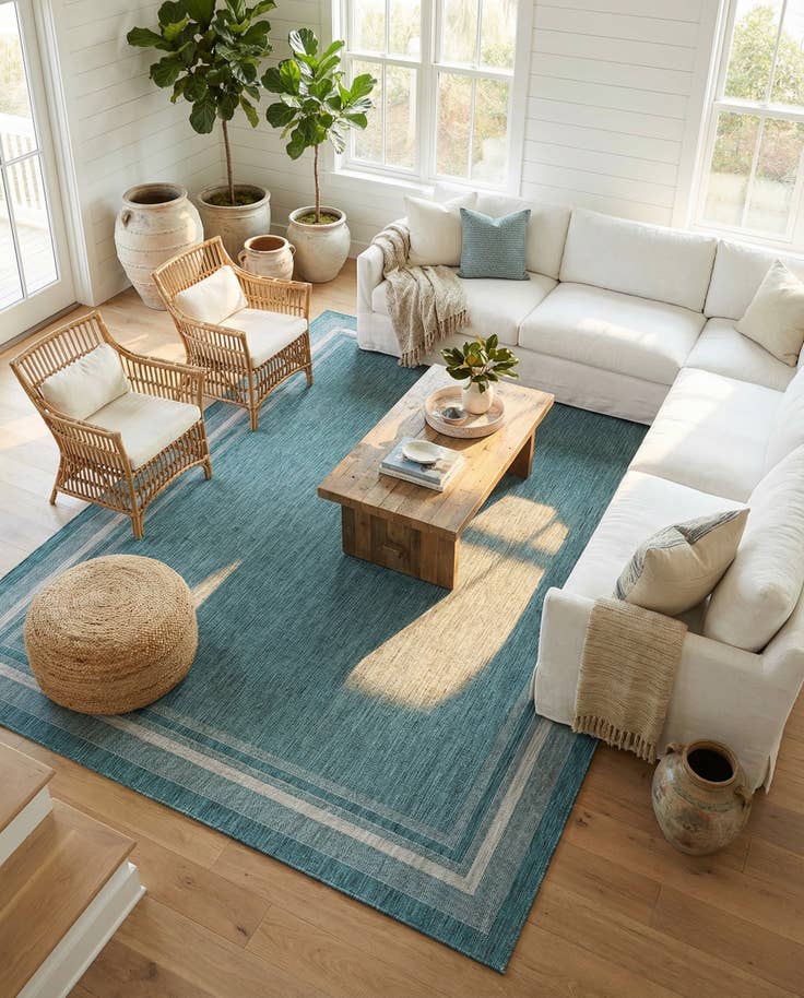 Detail image of 10' x 13' Easy-Clean Border Indoor / Outdoor Rug
