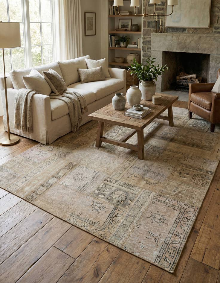 Detail image of 6' 1 x 9' 1  Hand Knotted Ultra Vintage Persian Wool Rug