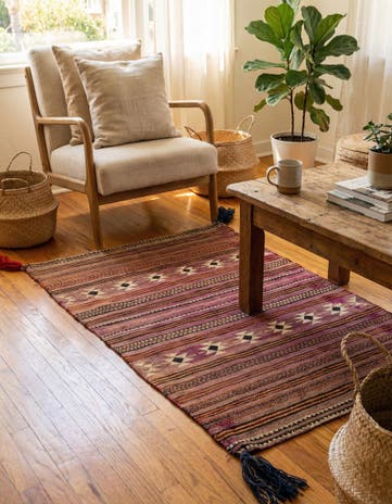 3' 2 x 4' 9 Hand Woven Kilim Modern Wool Rug