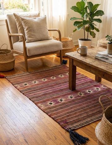 3' 2 x 4' 9 Hand Woven Kilim Modern Wool Rug