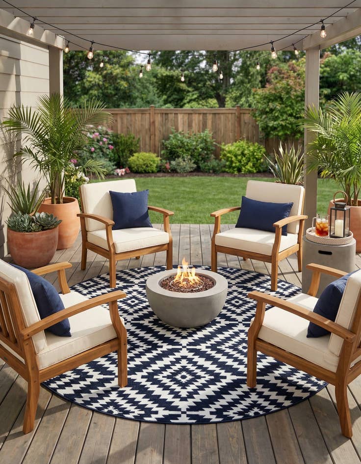 Detail image of 7' 10 x 7' 10 Easy-Clean Sabrina Soto Indoor / Outdoor Round Rug