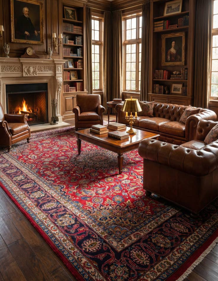 Detail image of 9' 6 x 12' 9  Hand Knotted Kashmar Persian Wool Rug