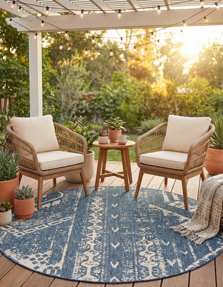 7' 10 x 7' 10 Easy-Clean Bohemian Indoor / Outdo...