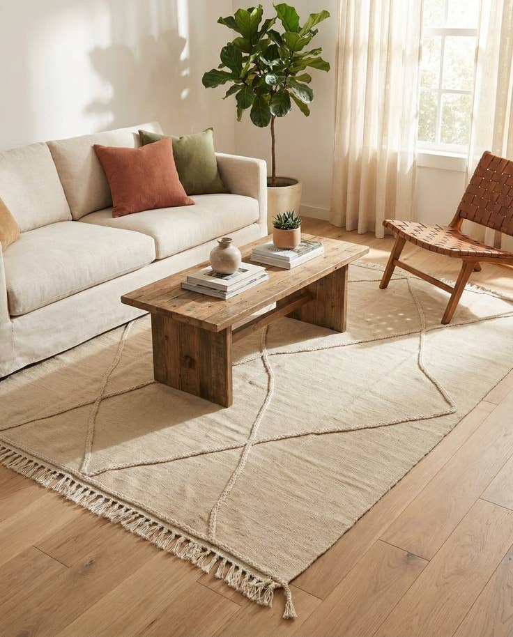 Detail image of 4' 10 x 6' 10 Hand Knotted Moroccan Wool Rug