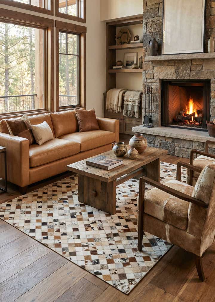 5' x 8' Cowhide Leather Rug