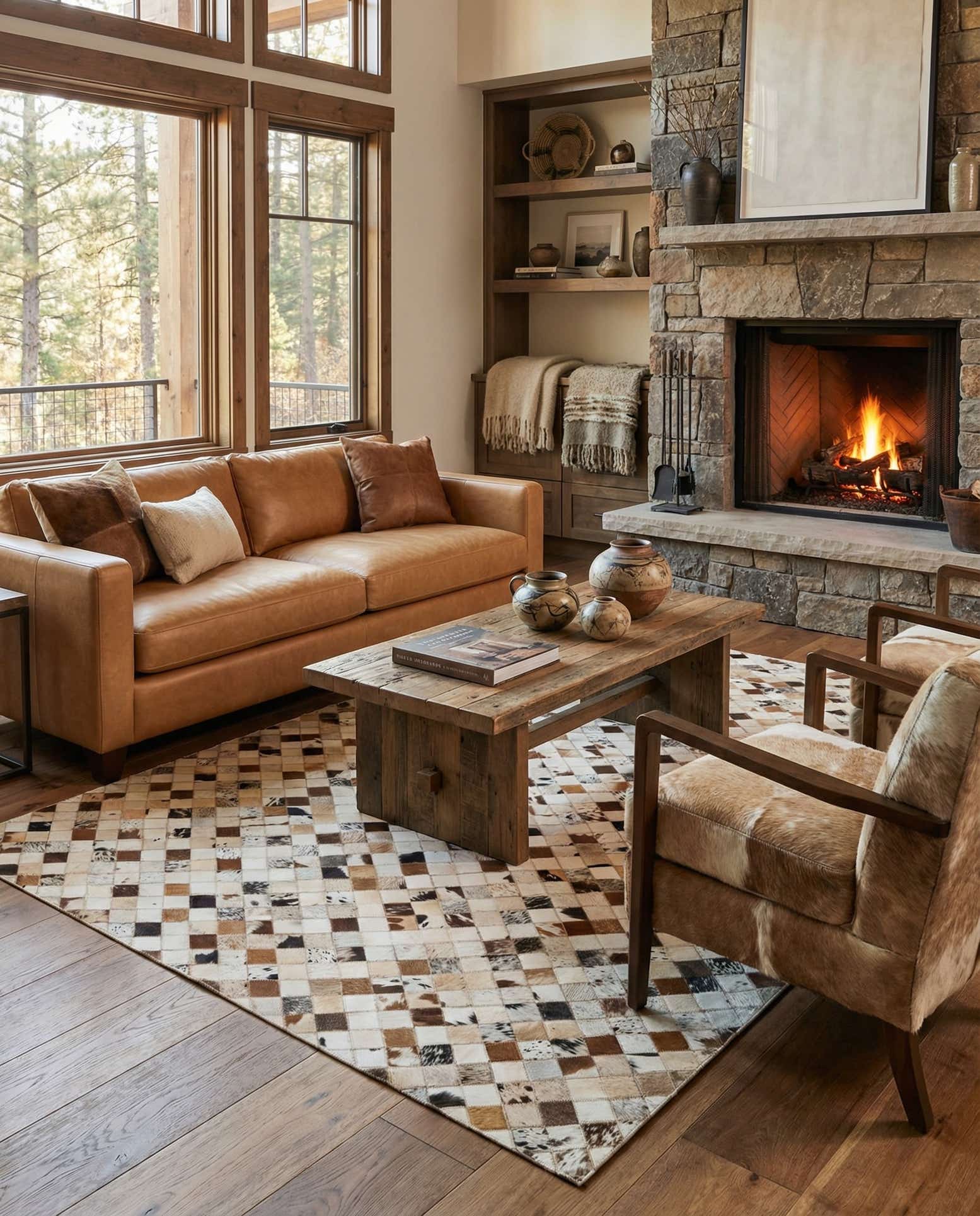 5' x 8' Cowhide Leather Rug