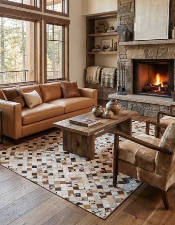 5' x 8' Cowhide Leather Rug