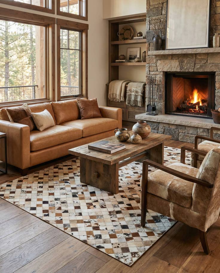 Detail image of 5' x 8' Cowhide Leather Rug