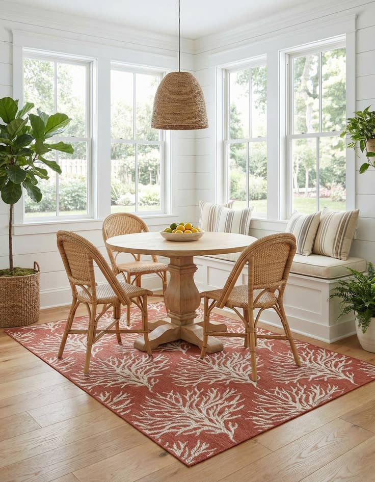 Detail image of 5' 3 x 7' 8  Washable Botanical Indoor / Outdoor Rug