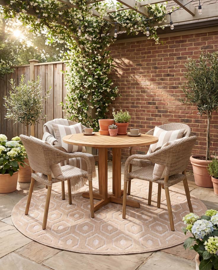 Detail image of 7' x 7' Easy-Clean Trellis Textured Indoor / Outdoor Round Rug