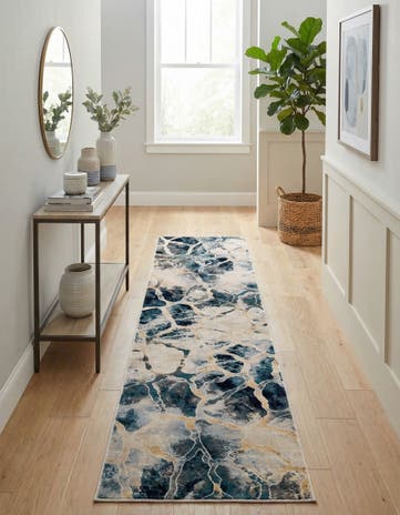 Navy Blue Gossamer Runner Rug