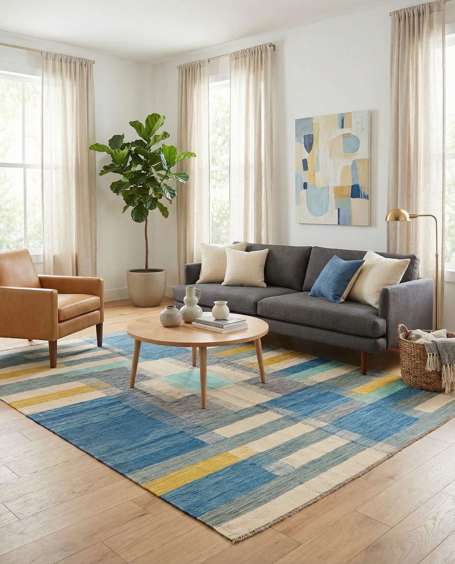 4' 9 x 8' Hand Woven Kilim Modern Wool Rug