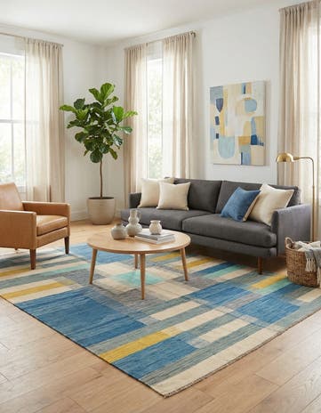 4' 9 x 8' Hand Woven Kilim Modern Wool Rug
