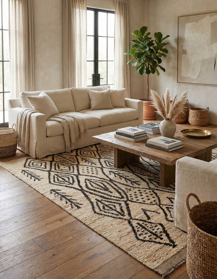 Detail image of 5' 8 x 8'  Hand Knotted Moroccan Wool Rug